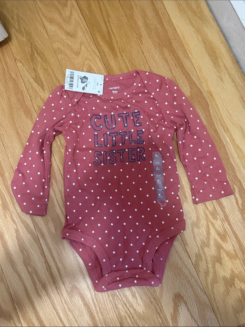 Carter's Rose Pink Polka Dot Long-Sleeve One-Piece